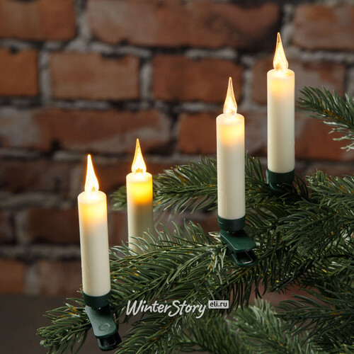 Свечи на елку Romano Elegance на пульте, 10 свечей на клипсах, 10 см, IP20 Kaemingk
