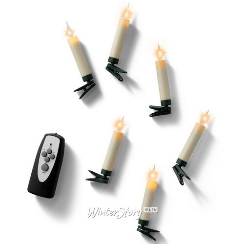 Свечи на елку Romano Elegance на пульте, 10 свечей на клипсах, 10 см, IP20 Kaemingk