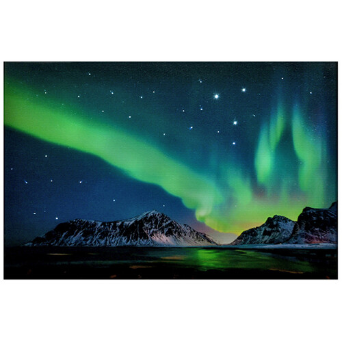 Светодиодная картина Северное сияние в Исландии 58*38 см с оптоволоконной и LED подсветкой, на батарейках Kaemingk