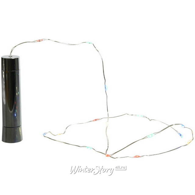 Светодиодная гирлянда Пробка Сильвер, 15 разноцветных мини LED ламп, таймер, батарейки, IP20 Kaemingk