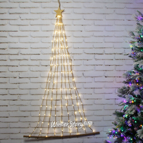 Настенная светящаяся елка Do Salto 150 см, 144 теплых белых мини LED лампы Kaemingk