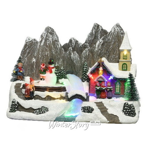 Светящаяся композиция Эшвилл Таун: Christmas Carol 24*17 см, с движением и музыкой, на батарейках Kaemingk
