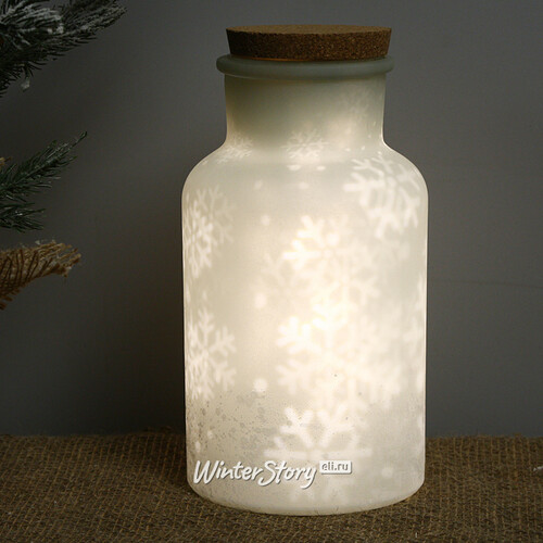 Декоративный светильник Snow Waltz 26 см белый, 15 теплых белых LED ламп, на батарейках Kaemingk