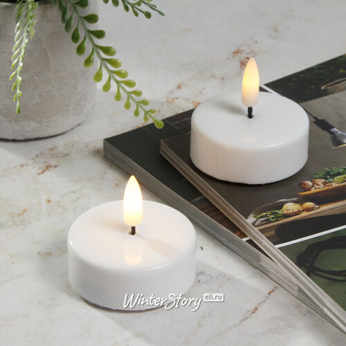 Чайная светодиодная свеча с имитацией пламени Этьенн 6 см, 2 шт, на батарейках, таймер Kaemingk