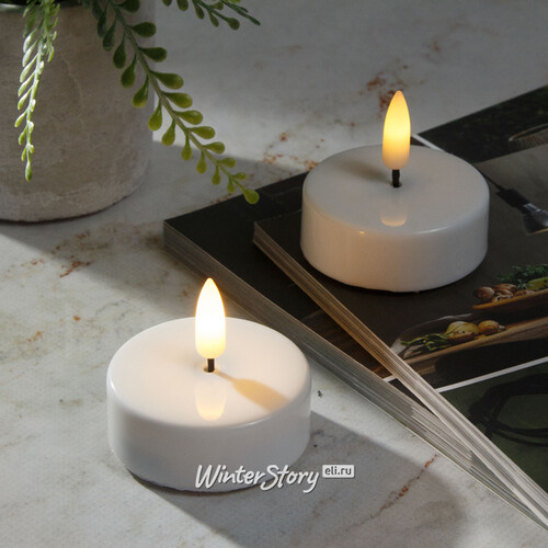 Чайная светодиодная свеча с имитацией пламени Этьенн 6 см, 2 шт, на батарейках, таймер Kaemingk