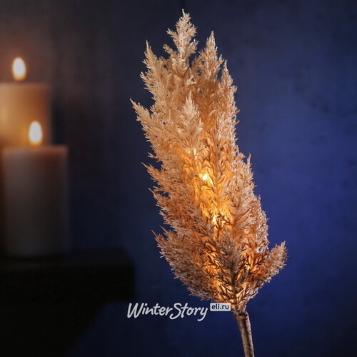 Светящаяся ветка для декора Pampas Caramel 70 см, теплые белые LED, на батарейках Kaemingk