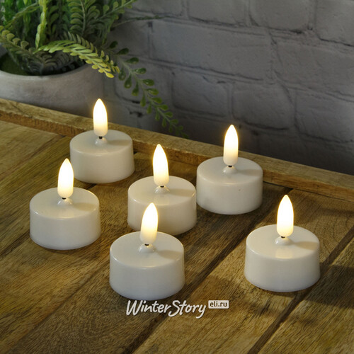 Чайная светодиодная свеча с имитацией пламени Этьенн 4 см, 6 шт, на батарейках Kaemingk