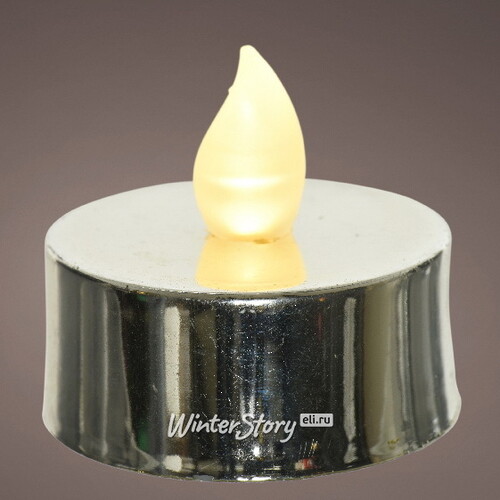 Чайная светодиодная свеча Ла Валле серебряная 6 шт, на батарейках Kaemingk