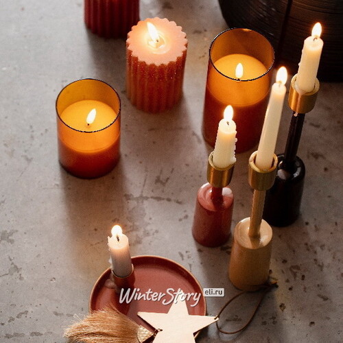 Светодиодная свеча в колбе с живым пламенем Одри: Amber 13 см, на батарейках, таймер Kaemingk