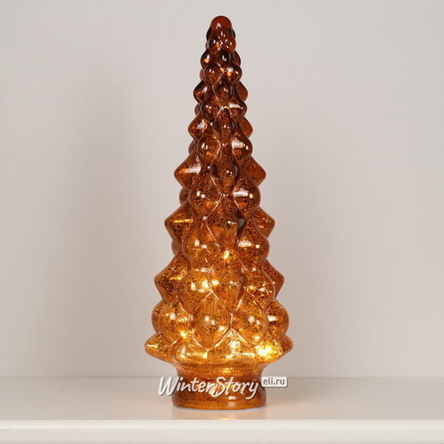 Новогодний светильник Елочка - Amber Cone 39 см, 10 LED ламп, на батарейках Kaemingk