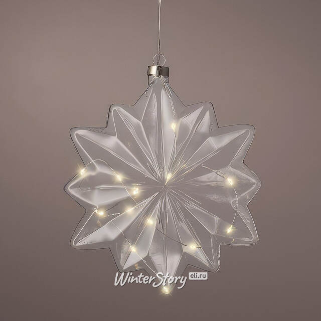 Подвесной светильник Звезда - Рейнир 19*8 см, 15 микро LED ламп, таймер, на батарейках, стекло Kaemingk