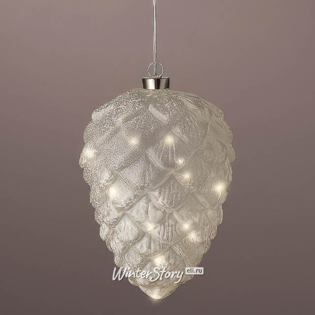 Подвесной светильник Шишка - Перфекто 21*15 см, 15 теплых белых LED ламп, таймер, на батарейках, стекло Kaemingk (Кейминг)