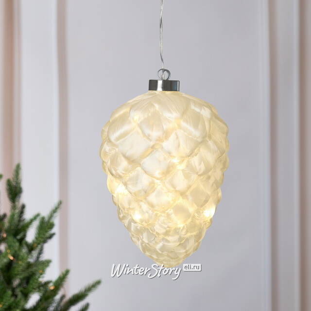 Подвесной светильник Шишка - Перфекто 21*15 см, 15 теплых белых LED ламп, таймер, на батарейках, стекло Kaemingk (Кейминг)