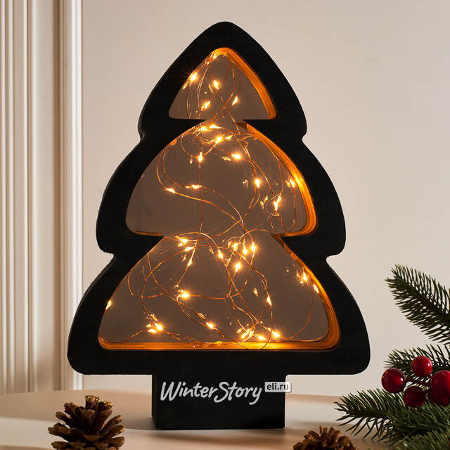 Новогодний светильник Елка Night light 28*21 см, 40 теплых белых микро LED ламп, на батарейках, IP20 Kaemingk