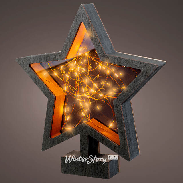 Декоративный светильник Звезда Night light 28*26 см, 40 теплых белых микро LED ламп, на батарейках, IP20 Kaemingk