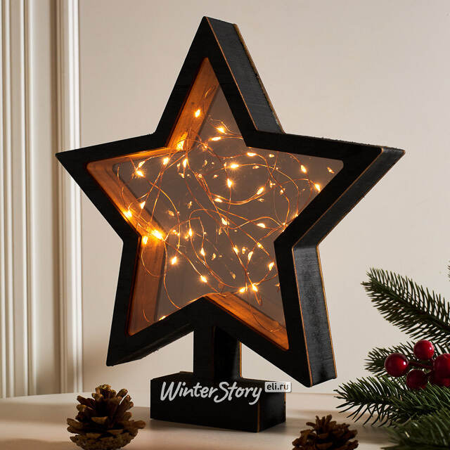 Декоративный светильник Звезда Night light 28*26 см, 40 теплых белых микро LED ламп, на батарейках, IP20 Kaemingk