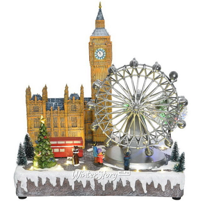 Светящаяся композиция Лондон - Прогулка возле Биг-Бена 34*23 см, с движением и музыкой Kaemingk