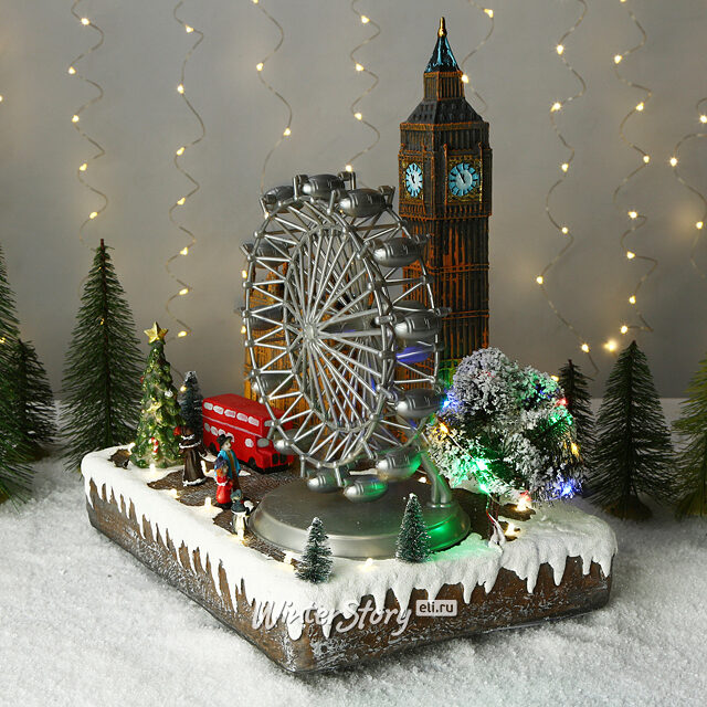 Светящаяся композиция Лондон - Прогулка возле Биг-Бена 34*23 см, с движением и музыкой Kaemingk