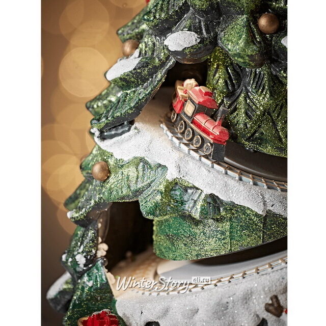 Светящаяся новогодняя композиция Нарядная елочка 38 см с движущимся поездом Kaemingk