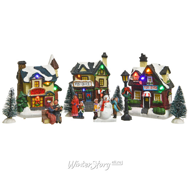 Светящаяся композиция Новогодняя Улочка на батарейках, 11 предметов Kaemingk