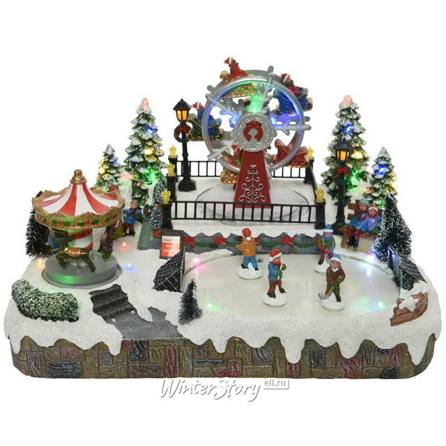 Светящаяся композиция Winterville Central Park 35*29 см, с движением и музыкой Kaemingk