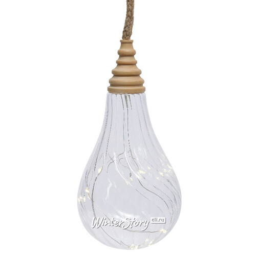 Подвесной светильник Лампочка Bradberry 10 см, 10 микро LED ламп, на батарейках, стекло Kaemingk