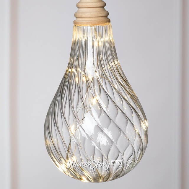 Подвесной светильник Лампочка Bradberry 10 см, 10 микро LED ламп, на батарейках, стекло Kaemingk