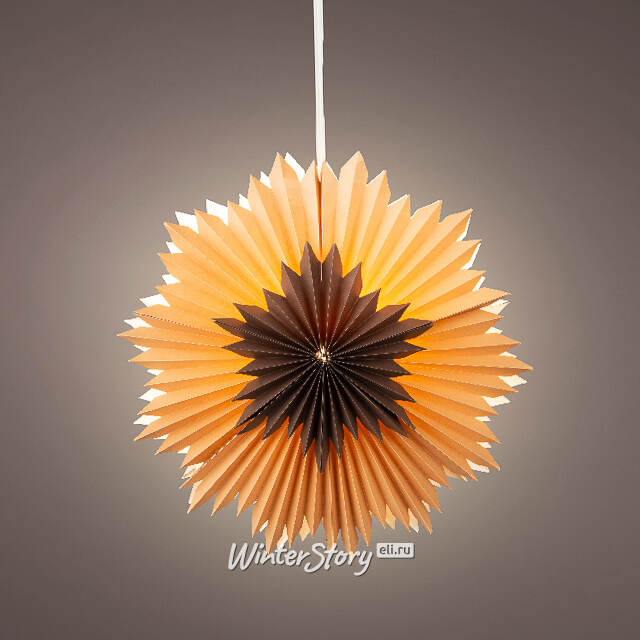 Светящаяся звезда из бумаги Сольфрид 60 см, 6 теплых белых LED ламп, таймер, IP20 Kaemingk (Кейминг)