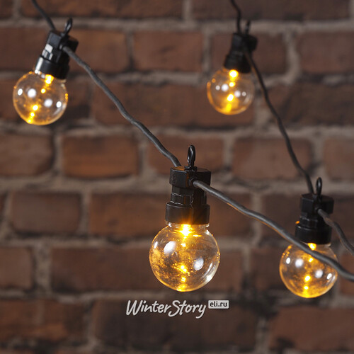 Гирлянда из лампочек, 20 ламп, экстра теплые белые LED, 9.5 м, черный ПВХ, соединяемая Kaemingk
