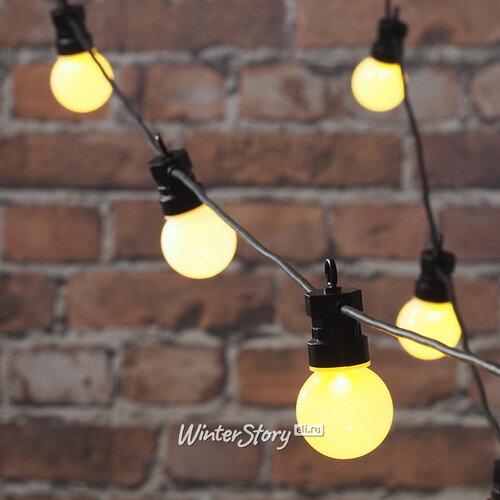 Гирлянда из белых лампочек Ретро, 20 ламп, теплые белые LED, 9.5 м, черный ПВХ, соединяемая Kaemingk