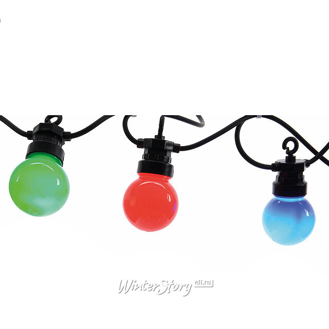 Гирлянда из лампочек Разноцветные огни 20 ламп разноцветные LED 9.5 м, черный ПВХ, соединяемая, IP44 Kaemingk