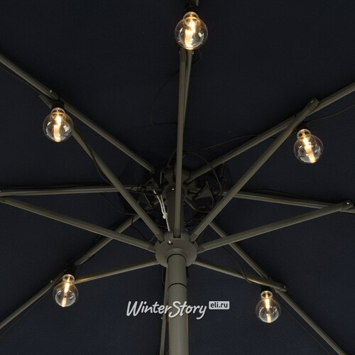 Ретро-гирлянда для уличного зонта Cozy Lounge, 20 ламп, теплые белые LED, 1.2 м, черный ПВХ, IP44 Kaemingk
