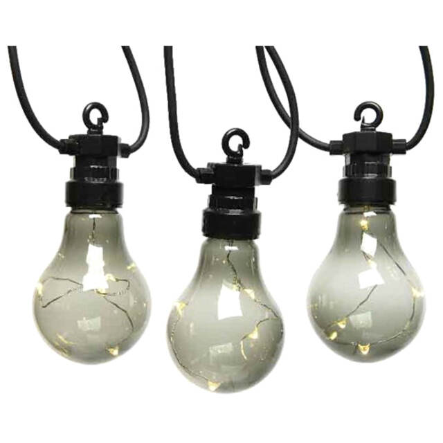 Гирлянда из лампочек Ретро Стиль, 20 дымчатых ламп, теплые белые LED, 9.5 м, черный ПВХ, соединяемая, IP44 Kaemingk (Кейминг)