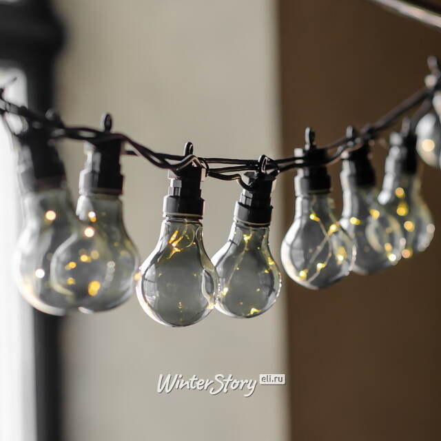 Гирлянда из лампочек Ретро Стиль, 20 дымчатых ламп, теплые белые LED, 9.5 м, черный ПВХ, соединяемая, IP44 Kaemingk (Кейминг)