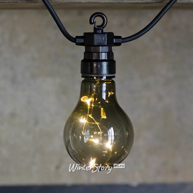 Гирлянда из лампочек Ретро Стиль, 20 дымчатых ламп, теплые белые LED, 9.5 м, черный ПВХ, соединяемая, IP44 Kaemingk (Кейминг)