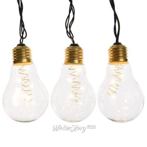 Ретро гирлянда из лампочек Эдисон 10 ламп с теплым белым светом, 4.5 м, черный ПВХ, IP44 Kaemingk