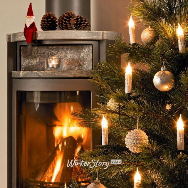 Гирлянда Оплавленные Свечи 16 матовых ламп на клипсах 6 м, зеленый ПВХ, IP20 Kaemingk