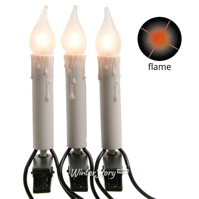 Гирлянда Оплавленные Свечи 16 матовых ламп на клипсах 6 м, зеленый ПВХ, IP20 Kaemingk