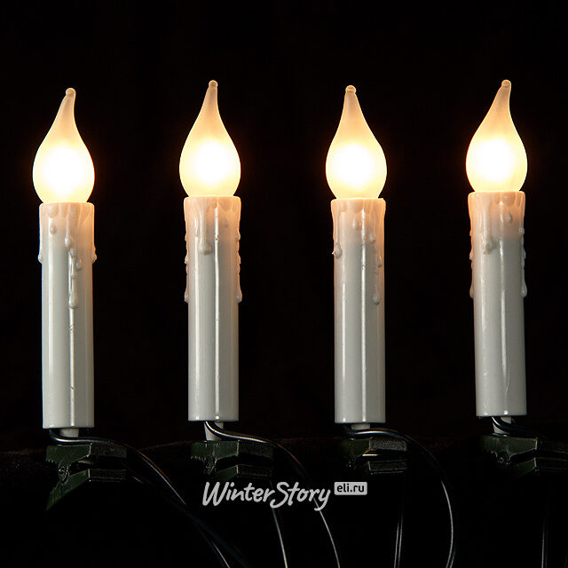 Гирлянда Оплавленные Свечи 16 матовых ламп на клипсах 6 м, зеленый ПВХ, IP20 Kaemingk