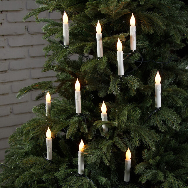 Гирлянда Свечи Serenity, 15 ламп на клипсах 5.6 м, зеленый ПВХ, IP20 Kaemingk