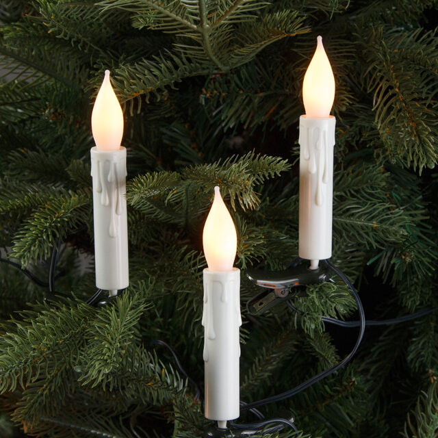 Гирлянда Свечи Serenity, 15 ламп на клипсах 5.6 м, зеленый ПВХ, IP20 Kaemingk