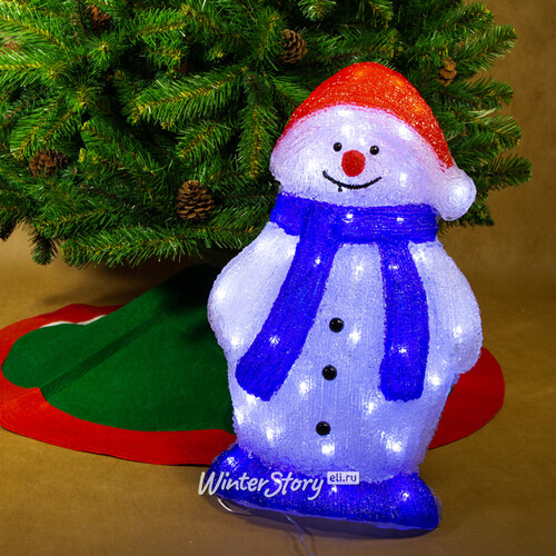 Светящаяся фигура Снеговик в рождественском колпаке 56 см, 40 LED ламп, IP44 Kaemingk