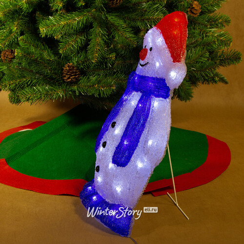 Светящаяся фигура Снеговик в рождественском колпаке 56 см, 40 LED ламп, IP44 Kaemingk