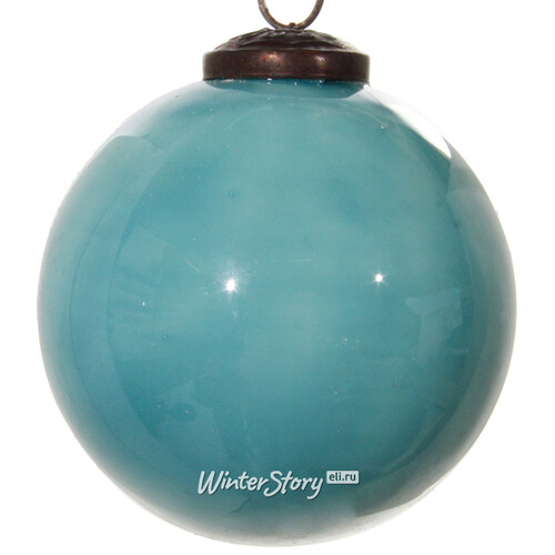 Винтажный елочный шар Бирюзовая Лагуна 10 см, стекло ShiShi