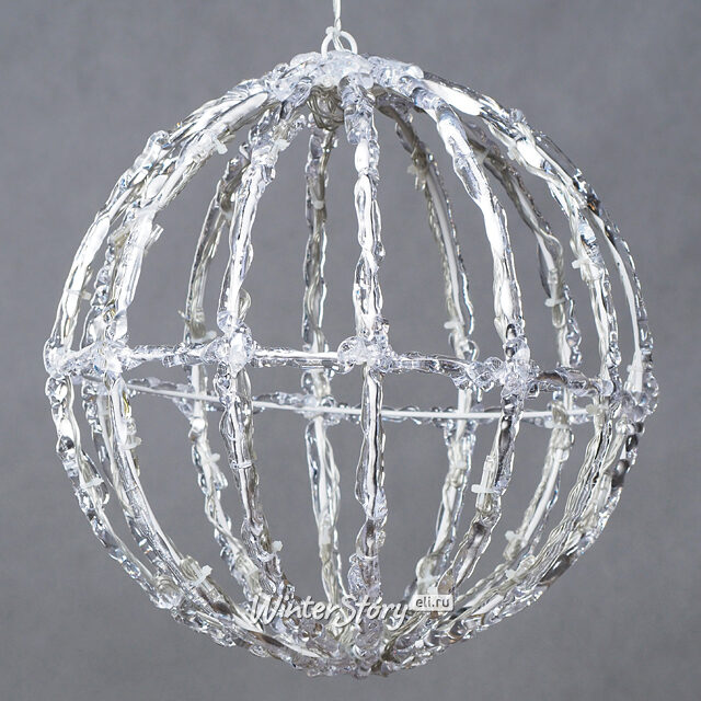 Светодиодный шар Арктика с мерцанием, 29 см, 70 холодных белых LED ламп, IP44 Kaemingk