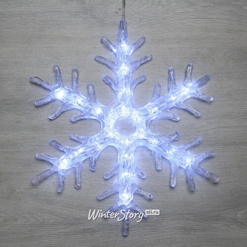 Светящаяся снежинка Кристалл 30 см, 18 холодных белых LED ламп, IP44 Kaemingk