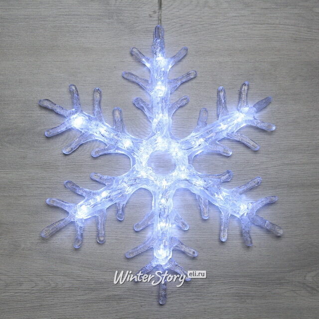 Светящаяся снежинка Кристалл 30 см, 18 холодных белых LED ламп, IP44 Kaemingk (Кейминг)