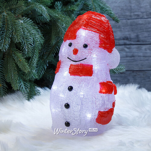 Светящаяся фигура Снеговик Маркус - Snowy Friends 25 см, 20 LED ламп, на батарейках, IP20 Kaemingk