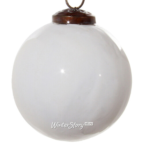 Винтажный елочный шар Снежное Сияние 8 см, стекло ShiShi