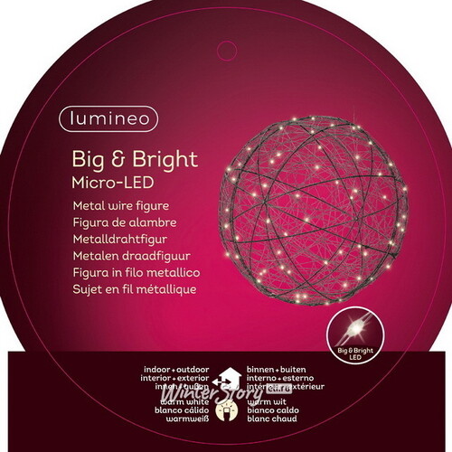Светящийся шар Gold Coast - Sphere 40 см, 60 теплых белых Big&Bright LED ламп, IP44 Kaemingk